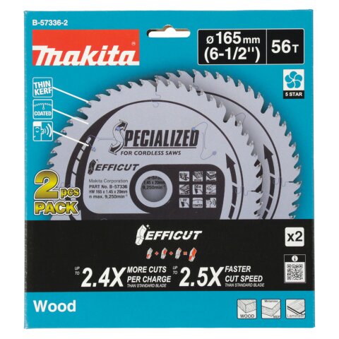 Makita B-57336-2 EFFICUT Sägeb.165x20x56Z 2Stk. EN