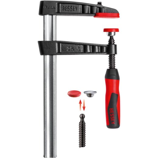 Bessey 300x100mm "TG30S10-2K" malleable cast iron screw clamp with 2K plastic handle