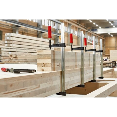 Bessey 1,250x120mm "TKPN125BE" Temperguss-Schraubknecht TKPN mit bewährtem Holzgriff EN