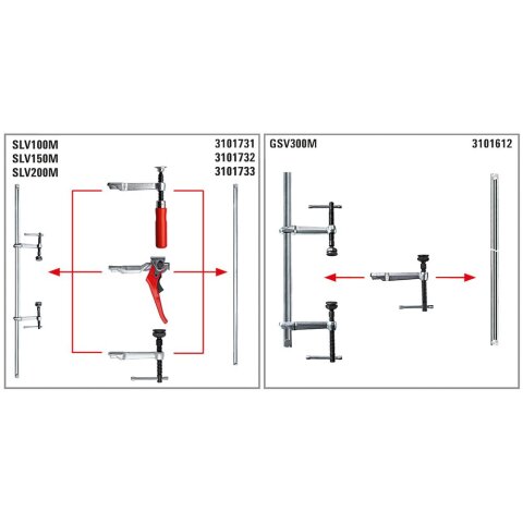 Bessey 1.500x120mm "SLV150M" Variables Hochleistungszwingen-Set komplett SLV