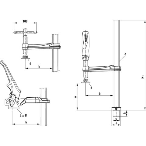 Bessey 300x120mm "TW28-30-12H" Spannelement mit fixer Ausladung TW EN