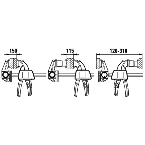 Bessey 150x60mm "EZR15SET" Einhand-Tischzwinge für Führungsschienen EZR