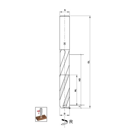 Aigner 16mm solid carbide Drilling cutter for spy-holes "C267" Z3 16x50/82/150mm S16 rechts