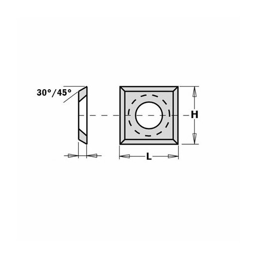 HW-Wendemesser 15x15x2,5mm MG18 <30°, d6,4mm 10 Stk