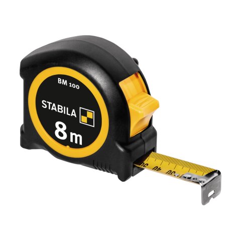Stabila Taschenbandmaß BM 100, 8 m, metrische 1000er-Skala
