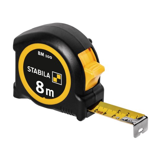 Stabila Taschenbandmaß BM 100, 8 m, metrische Skala EN