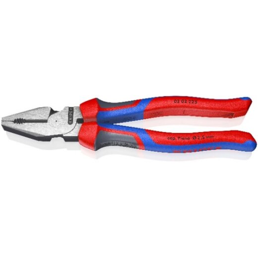 Knipex Kraft-Kombizange mit Comfort-Griffen schwarz atramentiert poliert 225 mm Schneide mit Facette