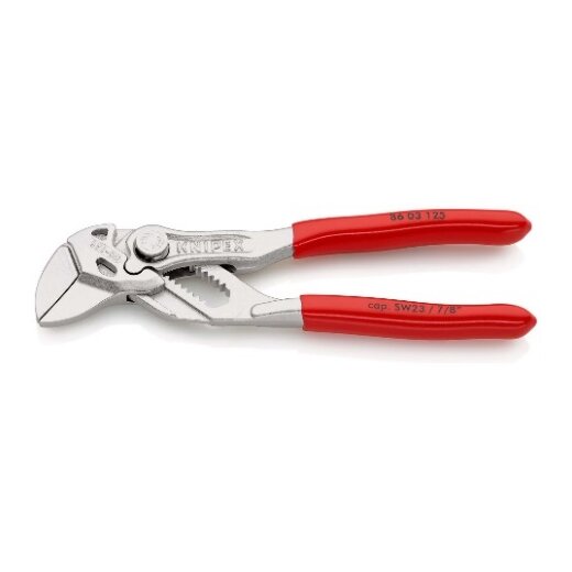 Knipex Mini-Zangenschlüssel Zange und Schraubenschlüssel in einem Werkzeug mit Kunststoff überzogen verchromt 125 mm