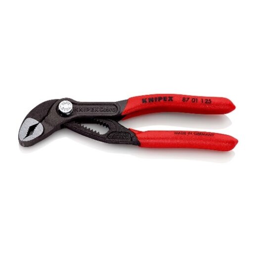 Knipex Cobra® Hightech-Wasserpumpenzange mit rutschhemmendem Kunststoff überzogen grau atramentiert poliert 125 mm