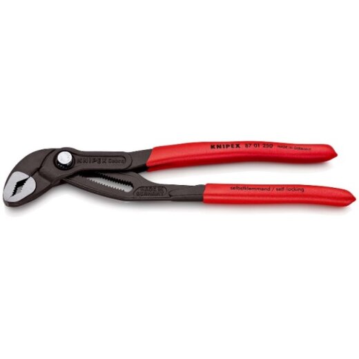Knipex Cobra® Hightech-Wasserpumpenzange mit rutschhemmendem Kunststoff überzogen grau atramentiert poliert 250 mm