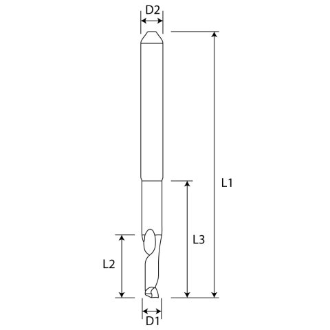 2mm VHW Schaftfräser Z1 mit Habichtschnabel und...