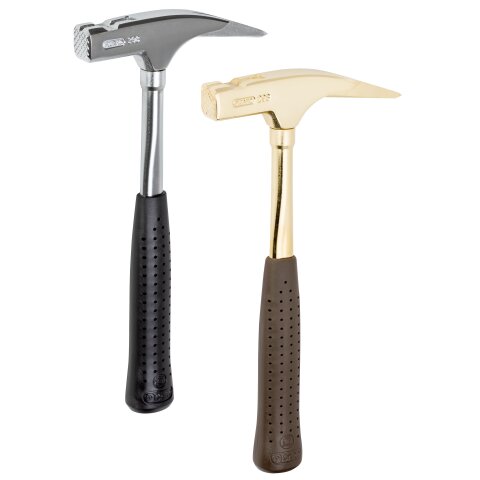 Picard Latthammer/Charierte (geraute) Bahn, verchromt, mit schwarzem Griff | Länge=320 mm | 0029850