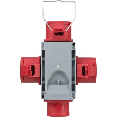 Kreuzverteiler CEE400V/16A 3fach Stecker CEE + 3x Steckdosen CEE