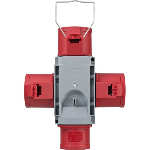 Kreuzverteiler CEE400V/32A 3fach Stecker CEE + 3x...