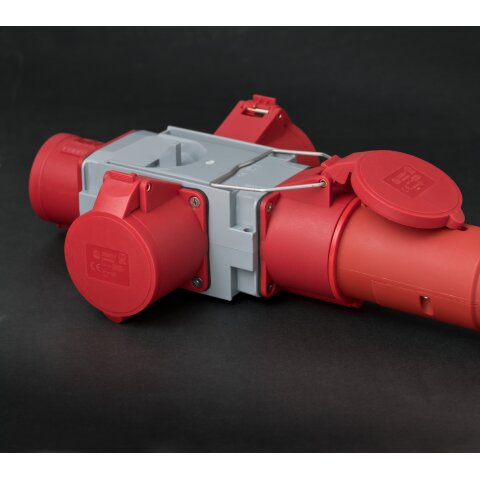 Kreuzverteiler CEE400V/32A 3fach Stecker CEE + 3x Steckdosen CEE