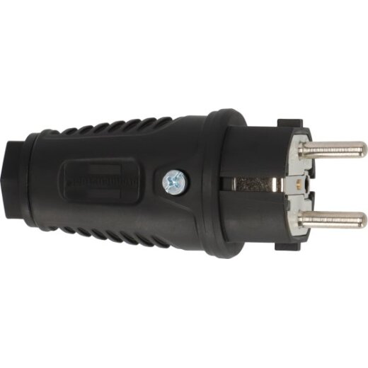 Schutzkontakt-Gummistecker 230V/16A schwarz <IP54>