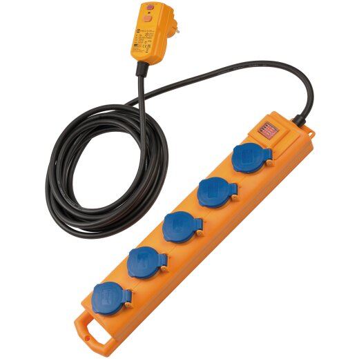 Super-Solid 5fach gelb/blau <IP54> 5m H07RN-F3G1,5 mit FI-Stecker *DE*