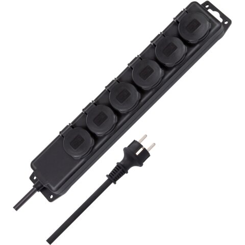 Std-Verteiler 6fach 2m H07RN-F3G1.5 schwarz, ohne...