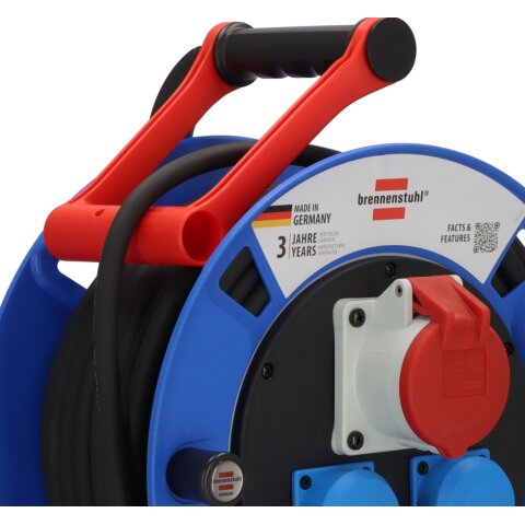 Brennenstuhl Kabeltrommel CEE 300 30m H07RN-F5G1.5 CEE400V/16A, 2xSchuko, Thermo <IP44> - 1182720010