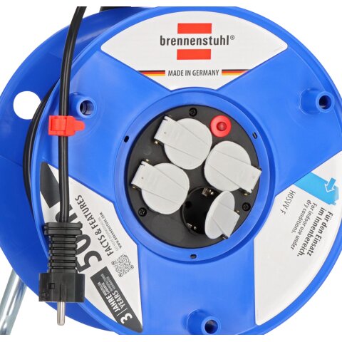 Brennenstuhl Kabeltrommel Garant 290 50m H05VV-F3G1,5 4fach Stedo/Klappd./Thermo <IP20> - 1208060
