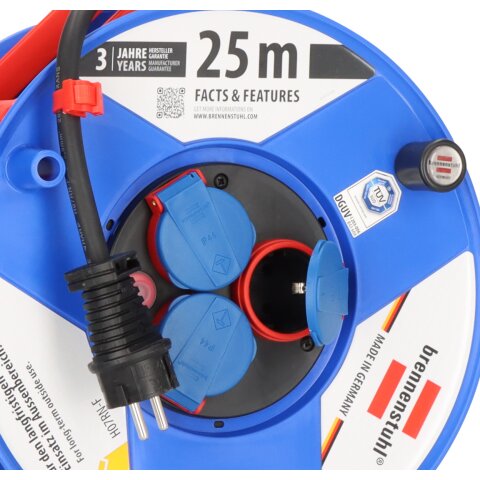 Brennenstuhl Kabeltrommel Garant 290 25m H07RN-F3G2.5 3fach Stedo/Klappd./Thermo <IP44> - 1208440