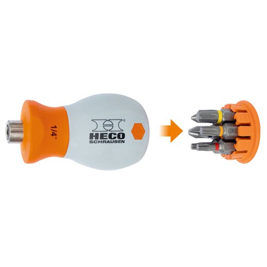 HECO-Stubby Mini-Schraubendreher, HD- & PZD-Bits, 6-tlg., 1 Stk.