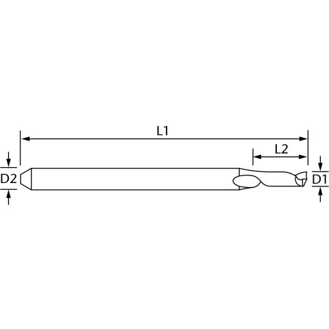 Einzahnfräser mit Habichtschnabel   D=3 L=10 - ES-HB-0300-6-100-50