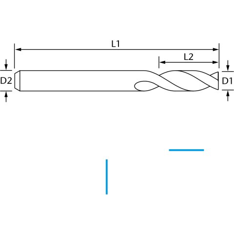 vhf Zweizahnfräser Varius   D=2 L=9 -...