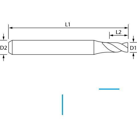vhf Zweizahnfräser mit polierter Spannut   D=8 L=22...