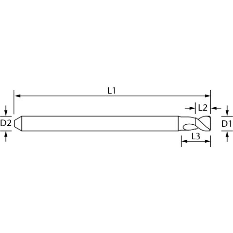 vhf Zweizahnfräser für Edelstahl   D=1 L=1 -...