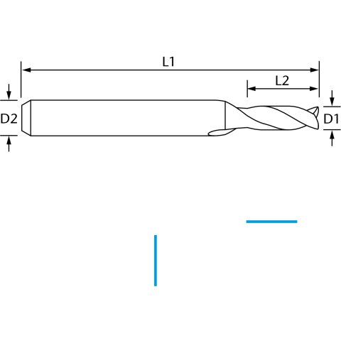 vhf Zweizahnfräser mit Fischschwanz   D=0,6 L=3 -...