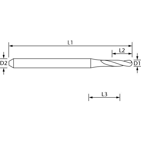 Zweizahnfräser mit Stirnradius   D=12 L=45 -...