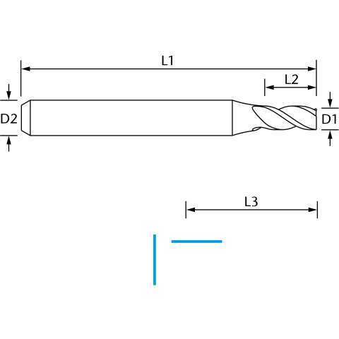 vhf Dreizahnfräser Varius   D=3 L=7 - DS-SC-0300-6-070-50-TN