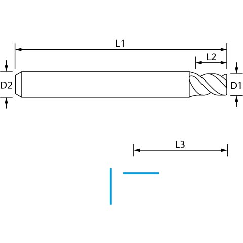 vhf Dreizahnfräser für Edelstahl   D=6 L=8 -...