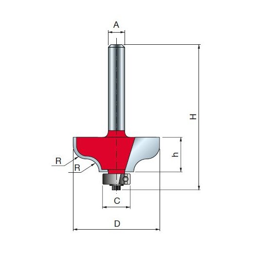 Freud  Rundungsfräser Schaft 12,7 mm 8,25 (Radius) - F03FR02412