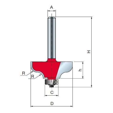 Freud  Rundungsfräser Schaft 12,7 mm 8,25 (Radius) -...