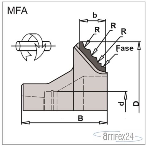 FRS MFA 90X56XHSK25 Z6 R1/2/3/15° DP R