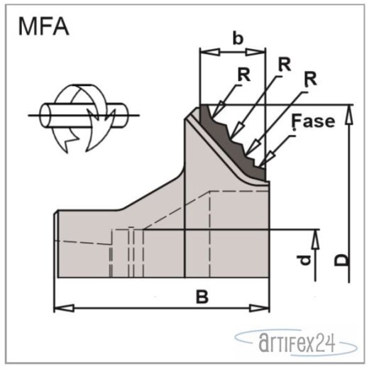 FRS MFA 90X56XHSK25 Z6 R1/2/3/15° DP L