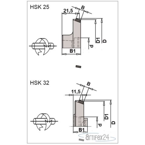 AKE Kantenfasefr&auml;ser 70X6/23XHSK25 Z6 20&deg;...