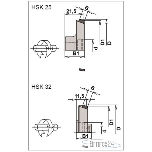 AKE Kantenfasefräser 62X6/17,5XHSK32 Z4 20° L - 10176536