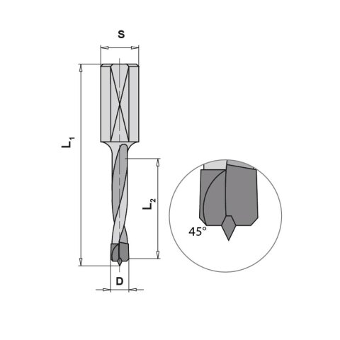 AKE 6mm Carbide Dowel drill 6x30/57,50mm S8mm for Hand...