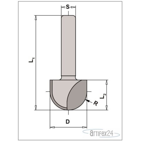 AKE HW Hohlkehlfräser 9,5X8 S8 Z2 R4,75 HW R - 10003968