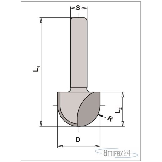 AKE Hohlkehlfräser Z2 HW 12,7mm