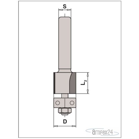 AKE Bündigfräser Z2 HW 12,7x12mm