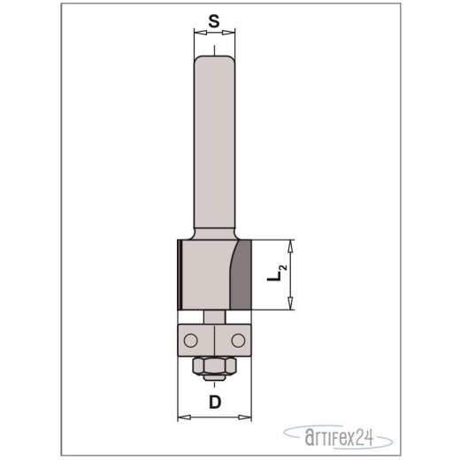 AKE Bündigfräser Z2 HW 12,7x25mm - 10003448