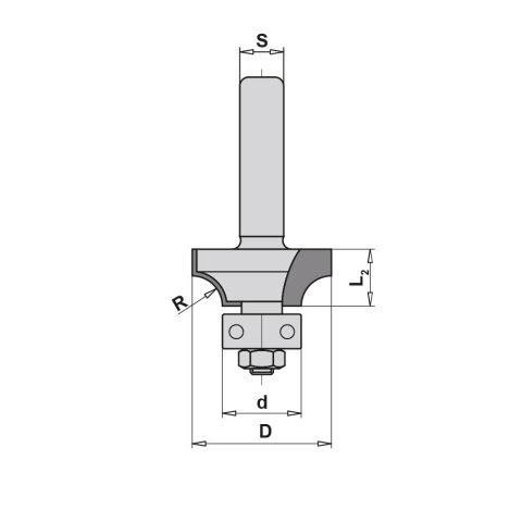 AKE R5mm Abrundfräser Z2 HW 22,70x10/48mm Schaft 8mm...