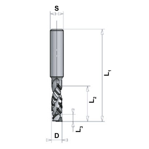 AKE Diamant (PKD) Schaftfräser Harmony 10x11/80mm S12 Z1/1 Rechts