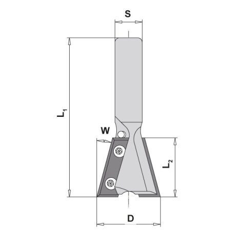 AKE WP-GRATFRÄSER D=28mm, 15 Grad, Schaft 12mm
