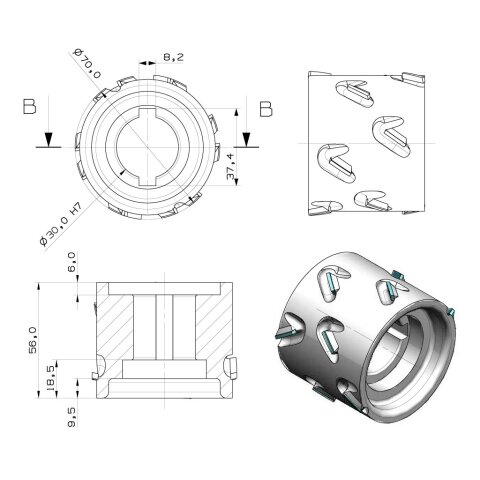 AKE 70mm diamond (PCD) Pre milling cutter "Cutting...