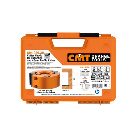 CMT Falzmesserkopf mit 40 mm Profilmesser - D = 125 mm; B = 40 mm; I = 40 mm